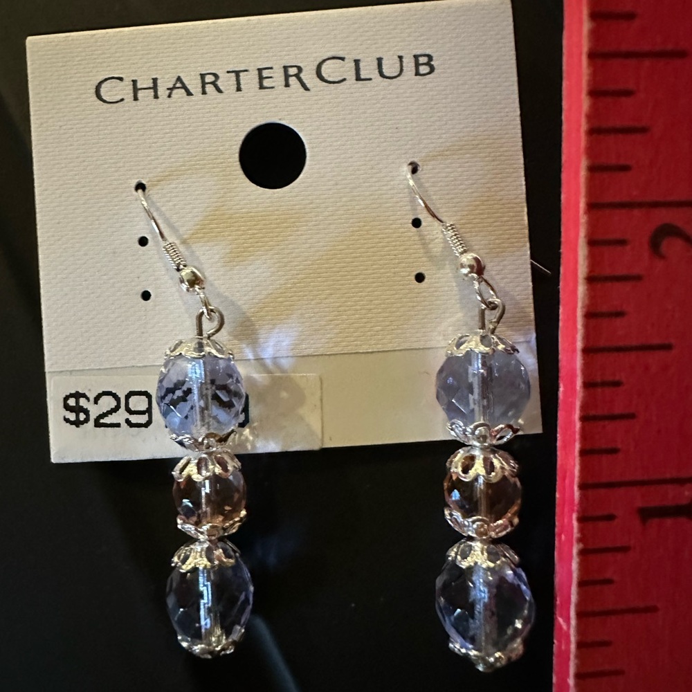 Charter Club Dangling Colored Glass Earrings NWT